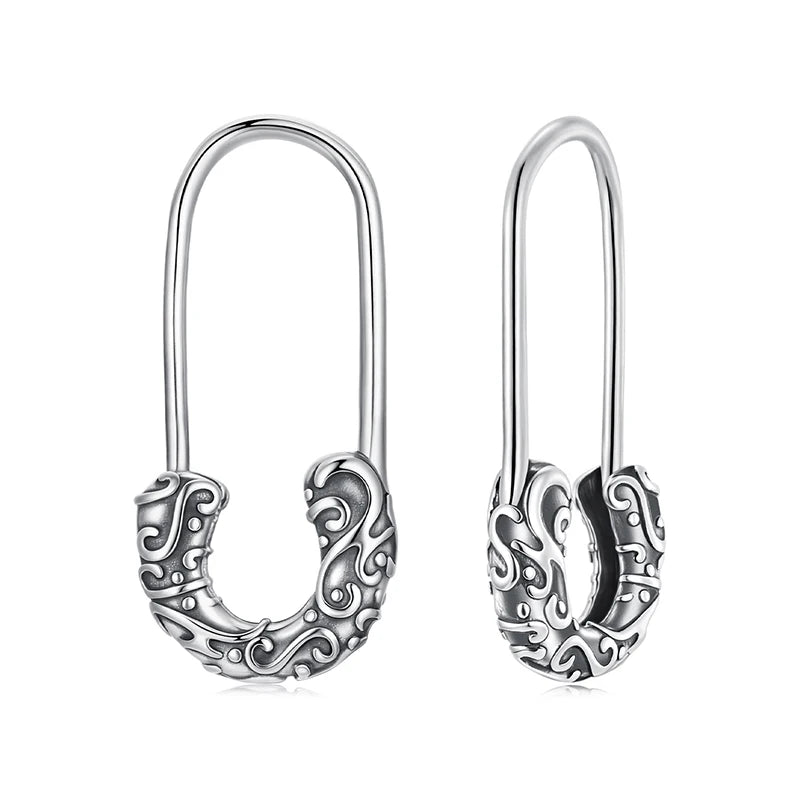 WOSTU 925 Sterling Silver Vintage Punk Paper Clip Hoop Earrings For Women Daily Wear Jewelry Party Gift Accessories CQE1913