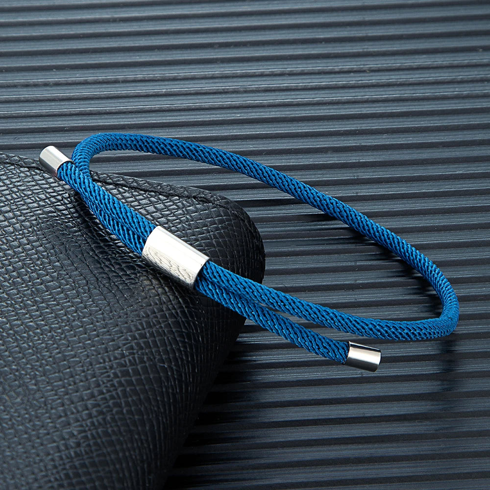 MKENDN Minimalist Durable Unisex Rope Design Stainless Steel Adjustable Braided Rope Bracelet for Men Women Couple Jewelry Gifts