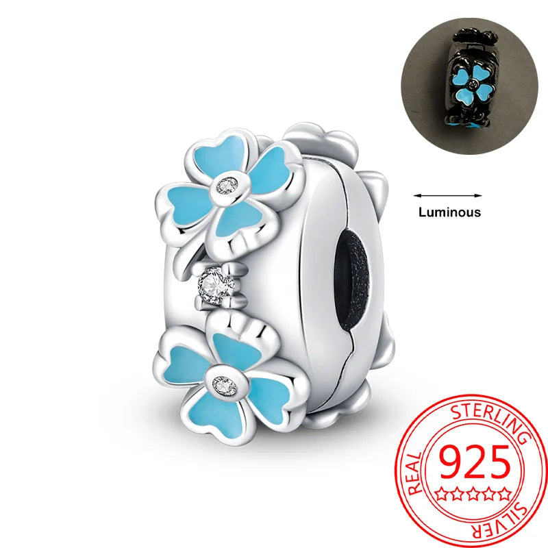 925 Sterling Silver Charm Green Monstera Leaves Charm Fit Bracelet Original Charm Bead for Women Jewelry DIY Making Fine Gift