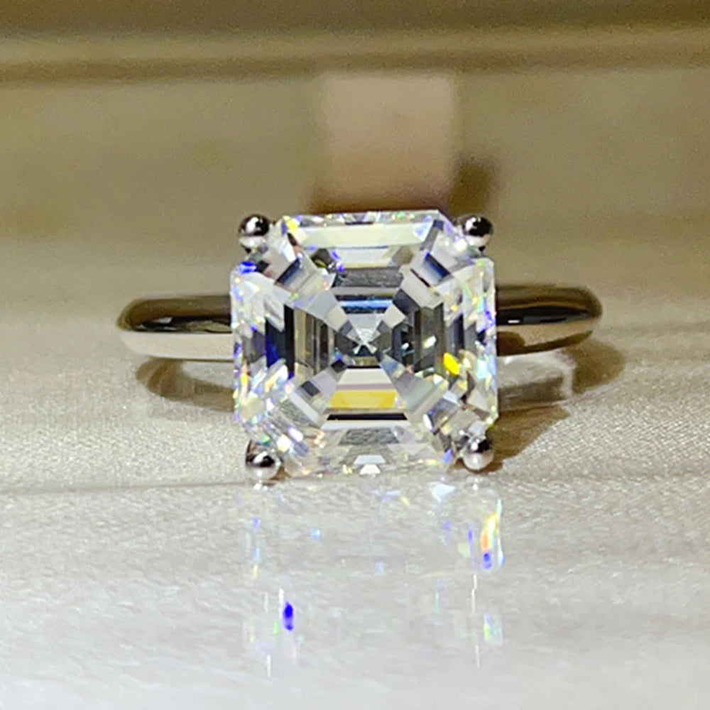 Serenity 2ct 3ct 5ct Asscher D Moissanite Rings for Women Solid s925 Silver Square Lab Diamond Eternity Rings Plated 18K Jewelry - Madeinsea©