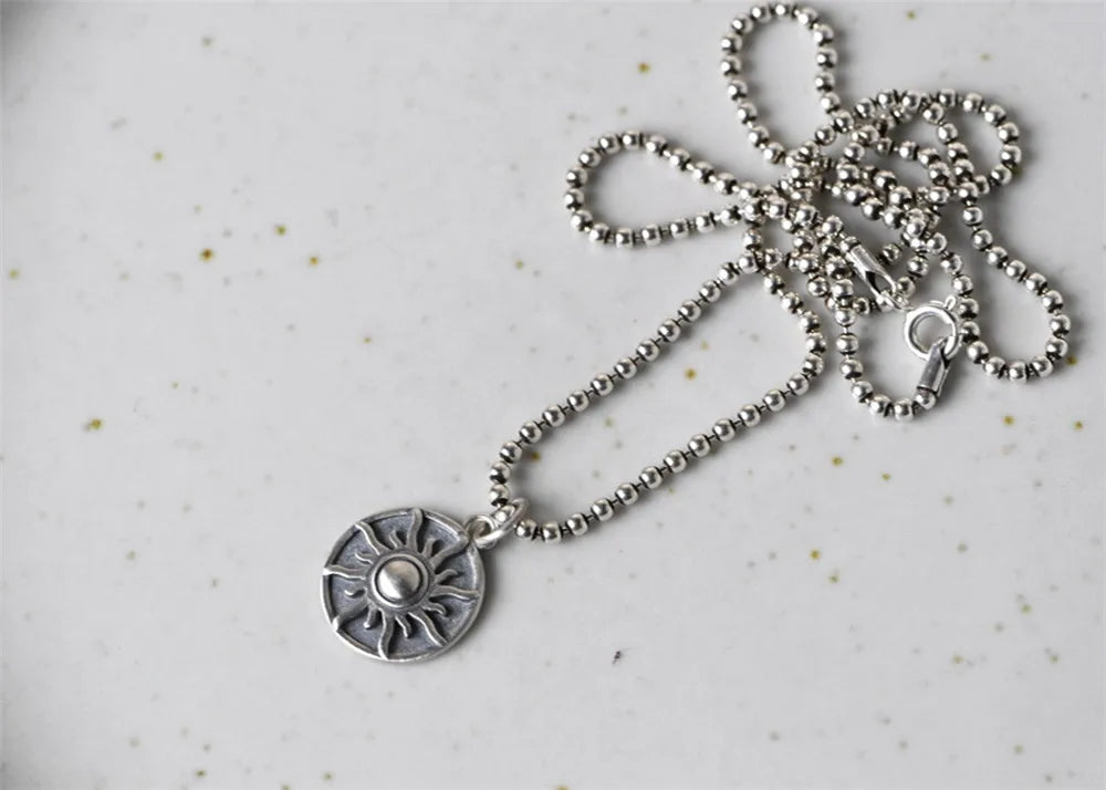 MKENDN 100% 925 Sterling SilverApollo Amulet Sun God Pendant Necklace Punk Style Sweater Chain Fine Jewelry - Madeinsea©