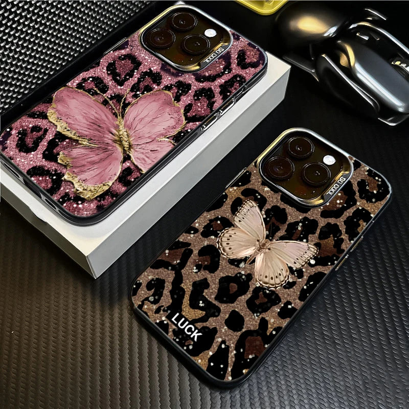 Case for Xiaomi Redmi Note 14 13 12 Pro Plus 5G 12S 11S 11 10S Butterfly Leopard Print Phone Cases for Redmi 14C 13C 12C4G Cover