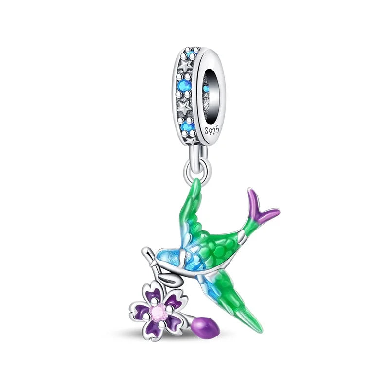 Spring 925 Sterling Silver Butterfly Snail Swallow Charms Beads Fit 3mm 925 Original Bracelets DIY Jewelry Birthday Gift