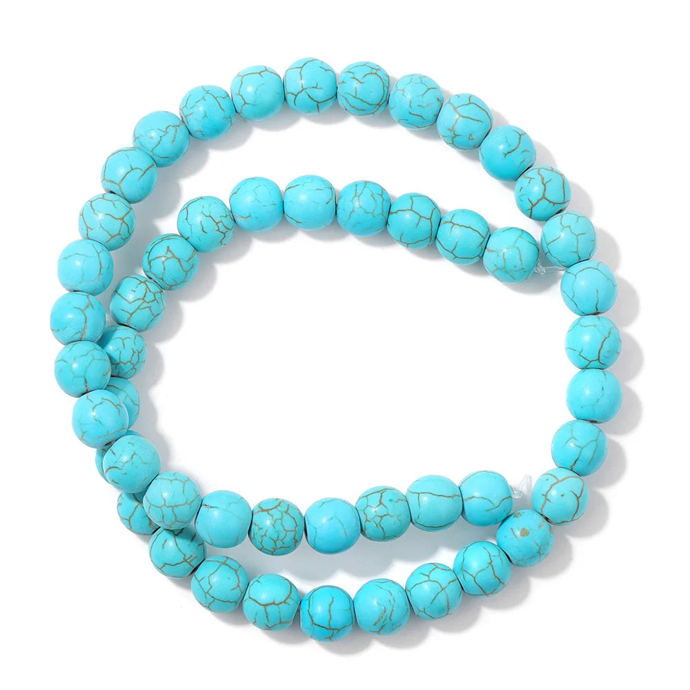 Wholesale Blue Turquoise Stone Beads Round Square Rondelle Irregular Loose Spacer Bead For Jewelry Making DIY Bracelet Necklace