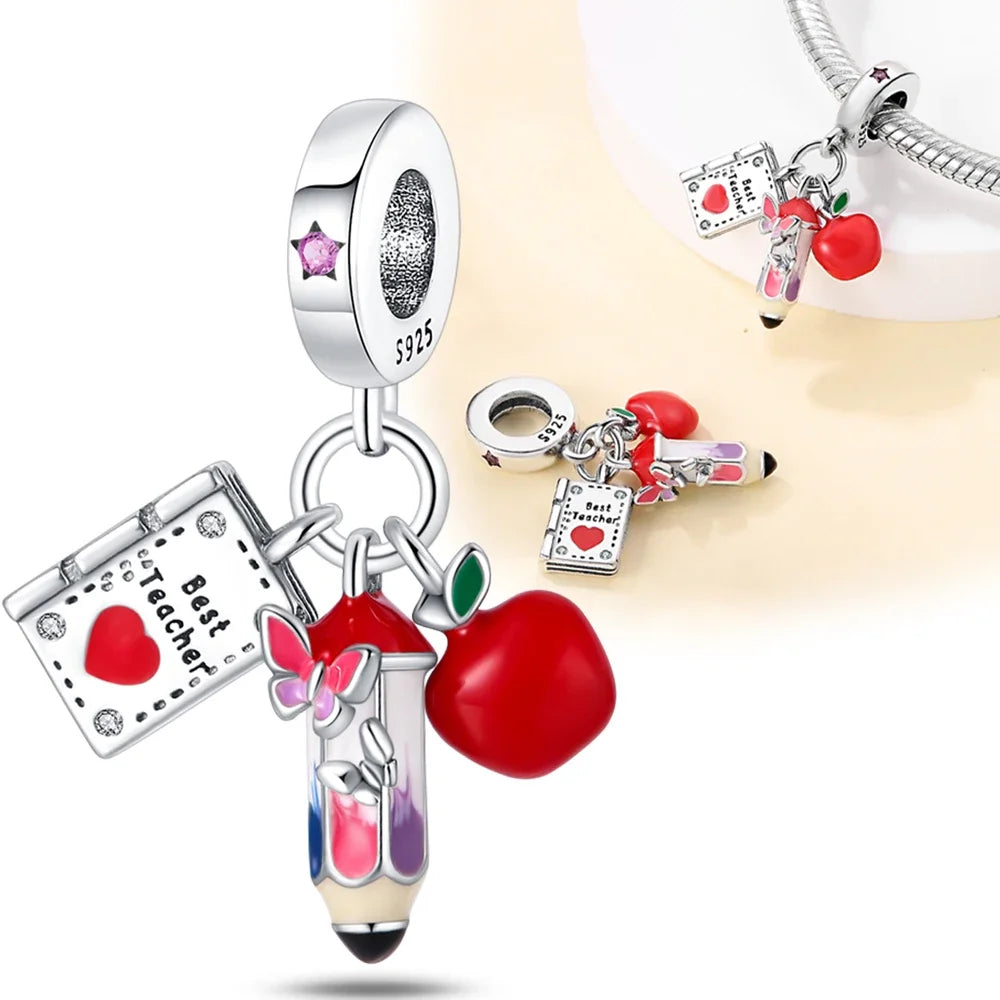 925 Sterling Silver Career Series- Doctor Teacher Art Music Charm Bead Fit Original Bracelet for Women Jewelry Making