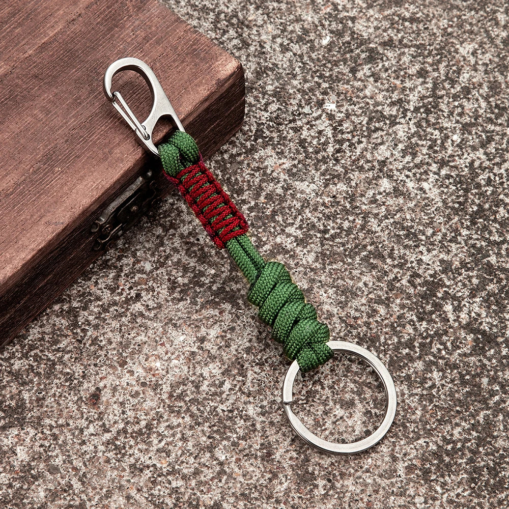 MKENDN Double Buckle Keychain Men Women Hand-woven Outdoor Rock Climbing Paracord Snake Knot Keychains Emergency Metal Key Rings - Madeinsea©