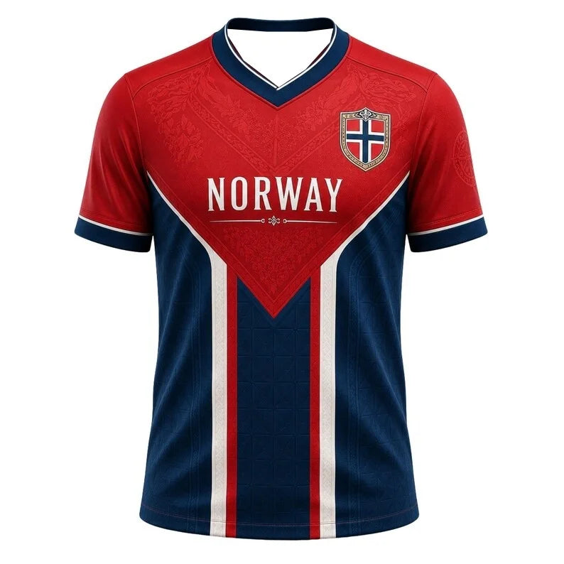 2026 Fast Drying Norway Flag Themed Football Jerseys and Cultural Shirts for Fans, Sports and Leisure Training for Men