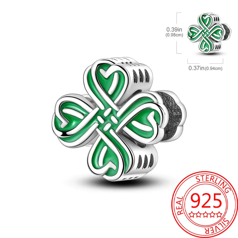925 Sterling Silver Charm Green Monstera Leaves Charm Fit Bracelet Original Charm Bead for Women Jewelry DIY Making Fine Gift