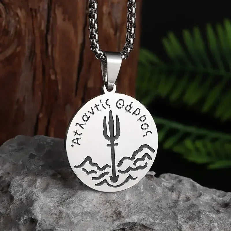 Retro Neptune Poseidon Trident Necklace Ukraine National Emblem Pendant Men\\\\\\'s Fashion Cool Trendy Jewelry Accessories