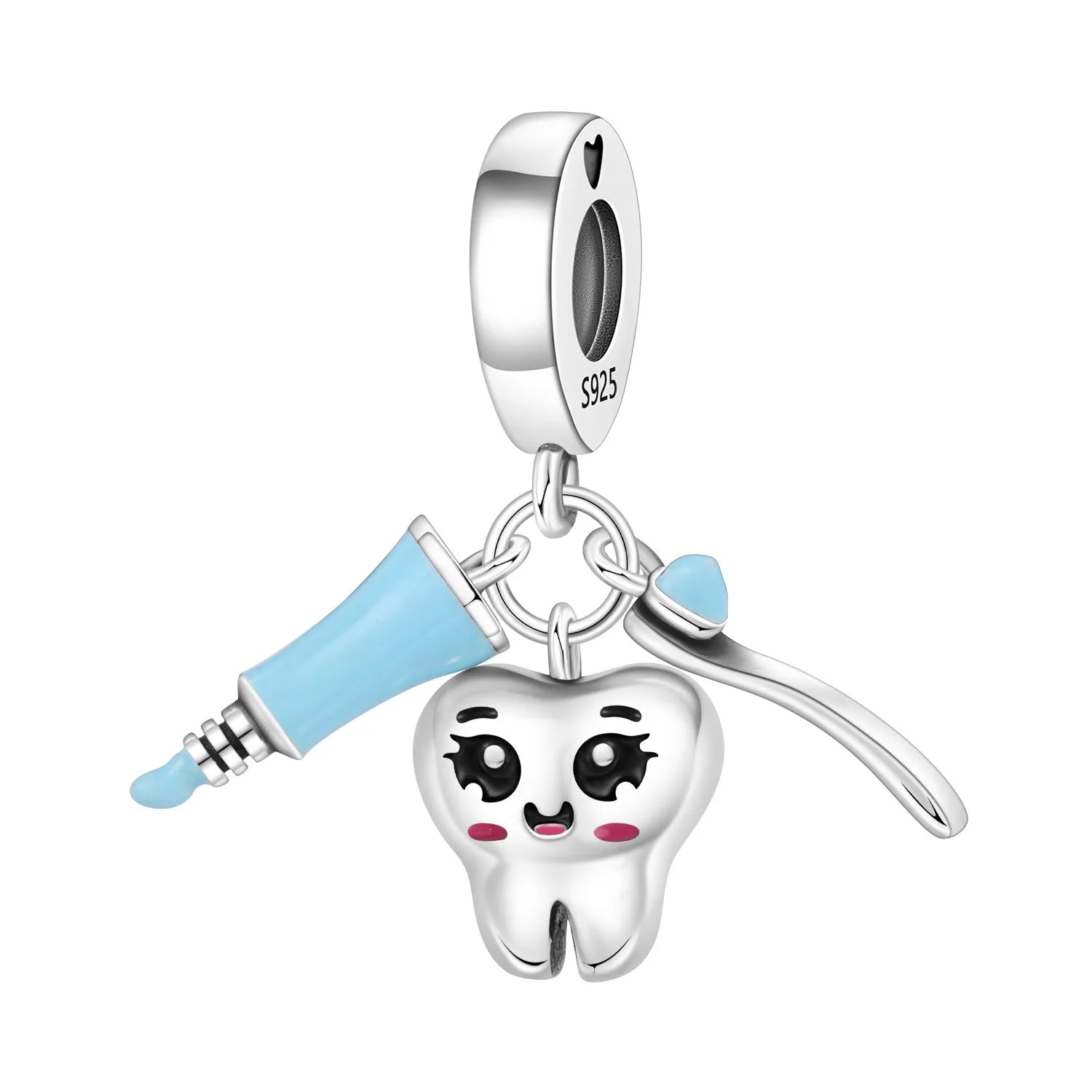 PANPOKI 925 Sterling Silver Dental Health Pendant Charms Beads Fit Bracelets DIY Party Trendy Gifts Jewelry Accessory