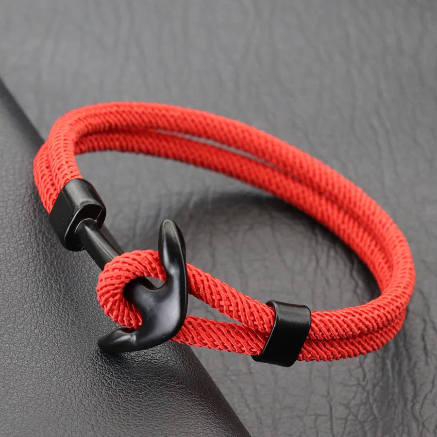 New Men Anchor Bracelet 2025 Handcrafted Nautical Wrap Rope Braslet Beach Surfing Casual Jewelry Lucky Red Thread Braclet Joias