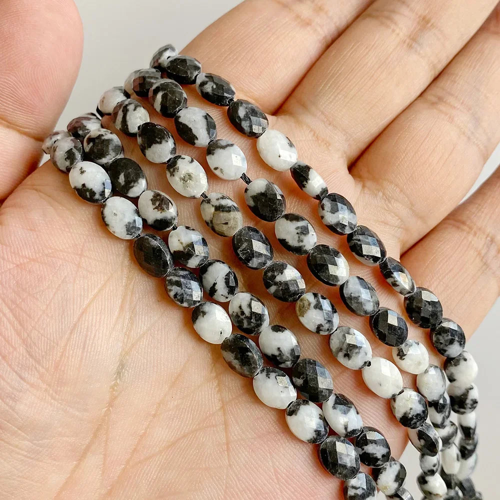 Fashion Natural Oval Shape Stone Bead Faceted Jades Tiger Eye Jaspers Loose Spacer Beads DIY Necklace Bracelet Earrings 6x8mm