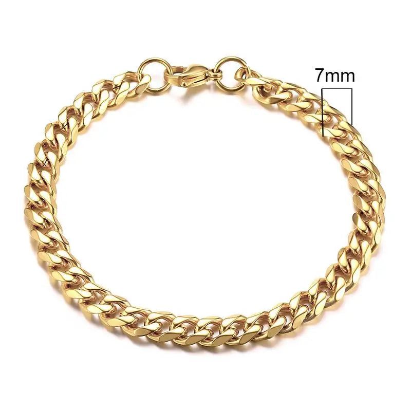 3/5/7/11mm Stainless Steel Figaro Chain Bracelet Bangle for Men Women Hiphop Trendy Wrist DIY Bracelet Jewelry