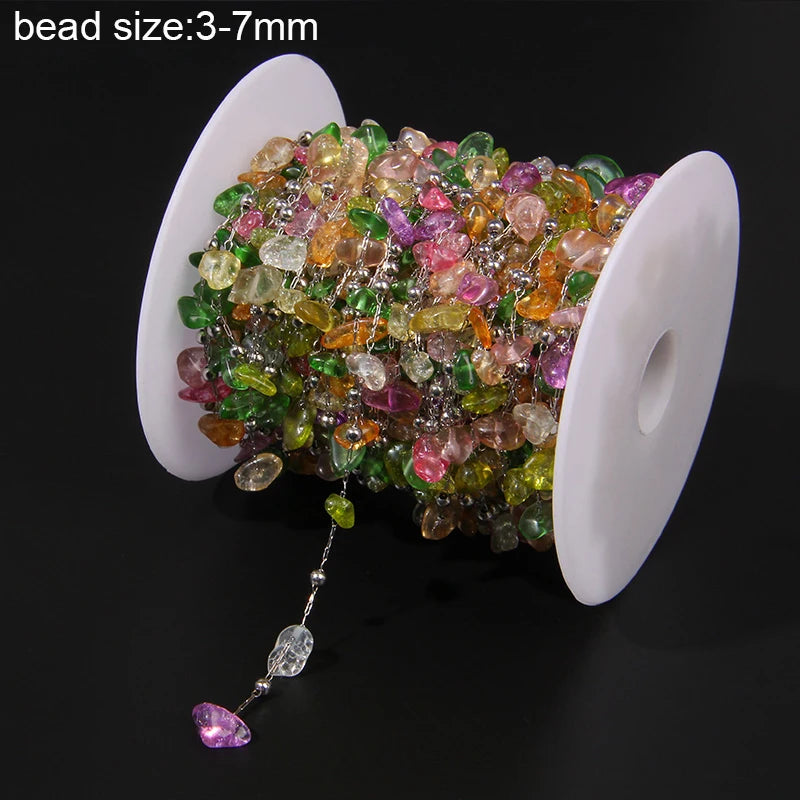 Natural Quartzs Stone Stainless Steel Chips Beads Chains For DIY Bohemia Jewelry Making Women Necklace Choker Bracelet Handmade - Madeinsea©