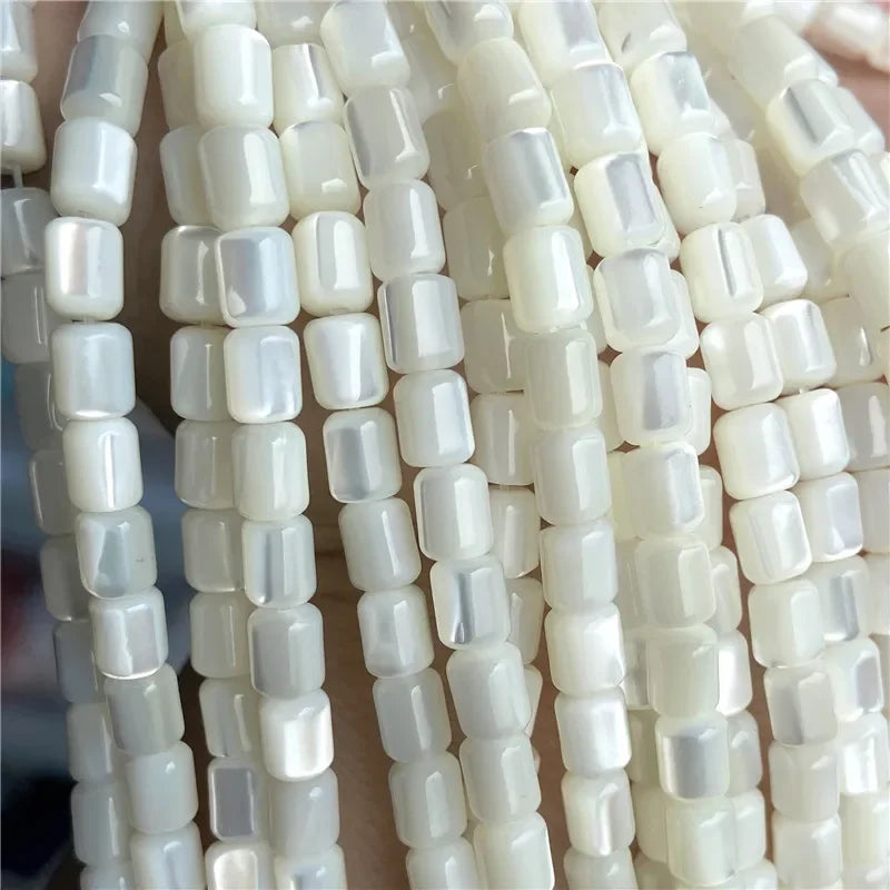 Natural White Mother of Pearl Shell Beads Oval Round Freshwater Shell Beads for Jewelry Making Necklace Bracelet DIY 15" - Madeinsea©