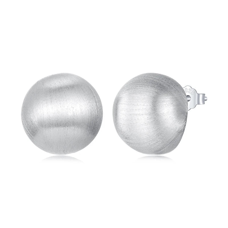 BAMOER White Gold Plated Post Glossy 3D Ball Hoop Earrings, High Polished Trendy Fashion Jewelry for Women 925 Sterling Silver