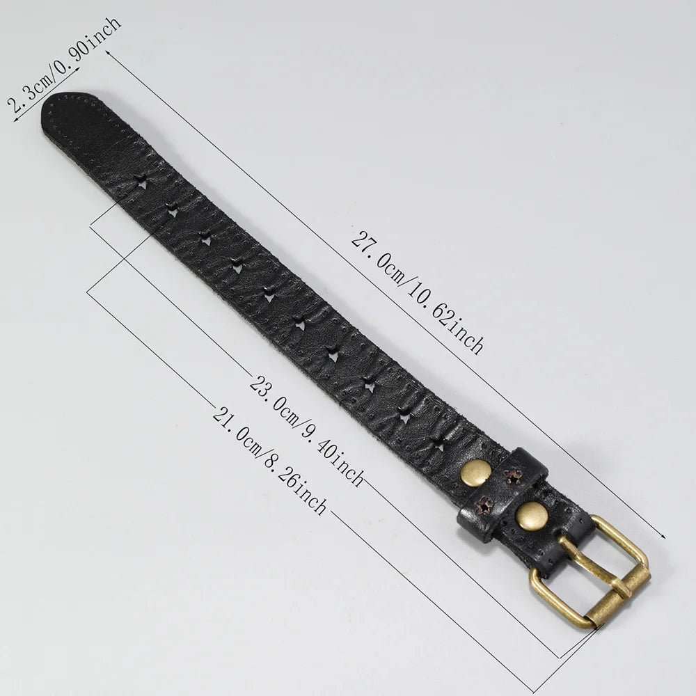Bracelet MKENDN vintage en cuir véritable pour homme et femme, bracelet de montre à motif étoile, bijou de couple, cadeau