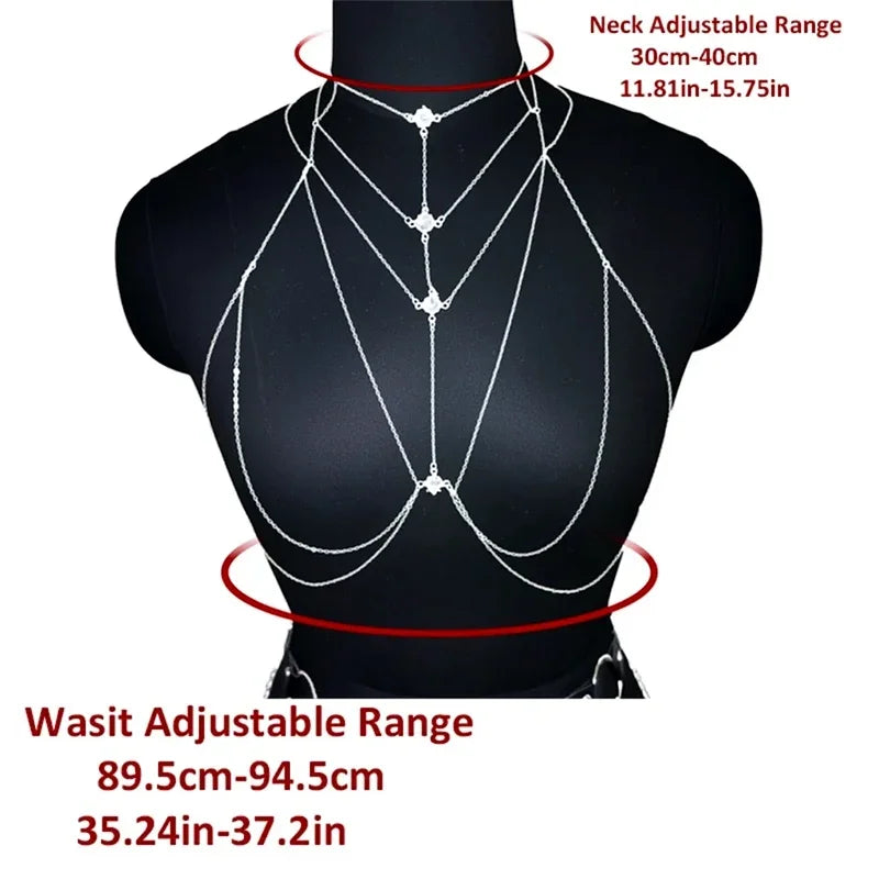 Ladies' Luxurious Body Chain, Diamond-shaped with Square Rhinestones, Outlining the Collarbone Line, Versatile、Fashionable Style