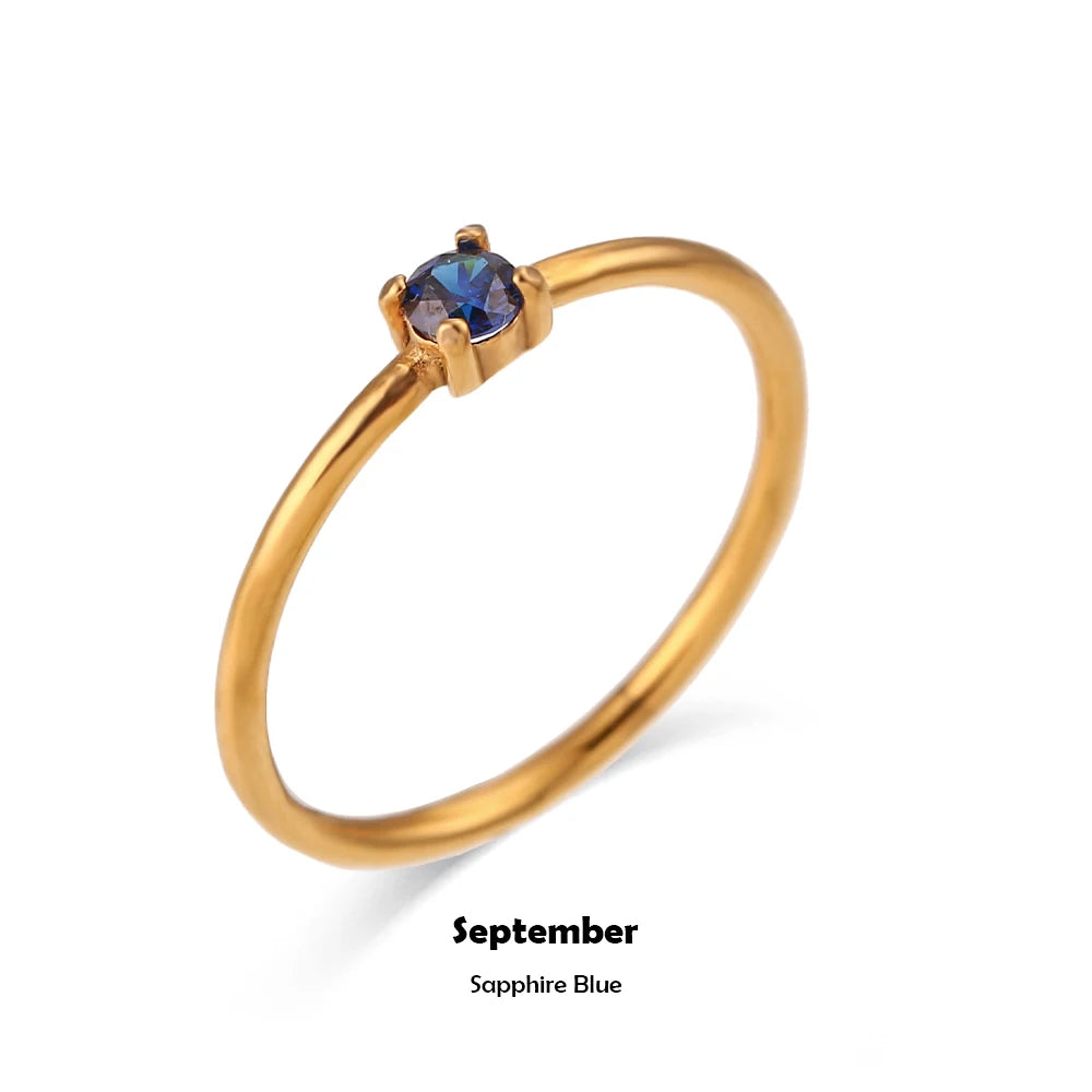 MamacitaSlay Stainless Steel Ring Thin Strip White Zircon Ring Glamorous Women's Classic Waterproof Jewelry High Quality Gifts