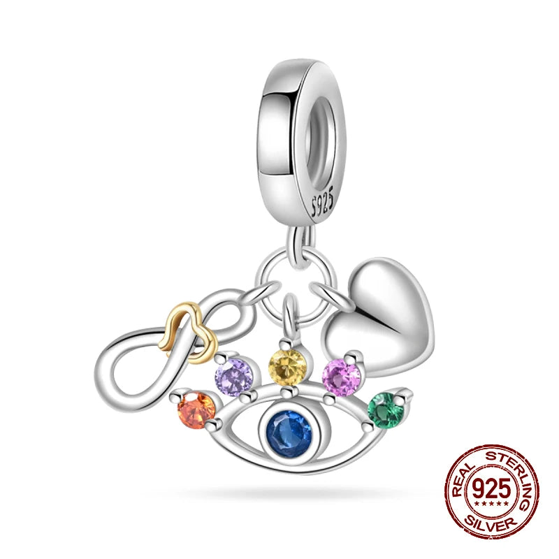 Classic 100% 925 Sterling Silver Daemon Angel Cross Evil Eye Charms Beads Fit 3mm 925 Original Bracelets DIY Party Jewelry