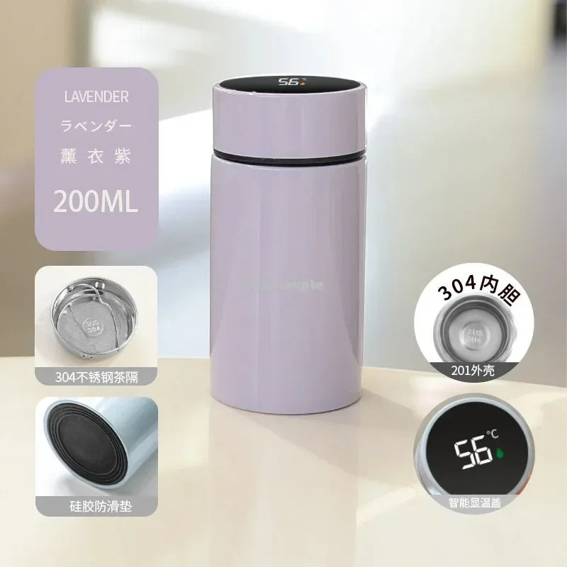 Temperature Display Thermos Cup Thermos Stainless Steel 200ml Gift Mini Pocket Cup Drinkware Kitchen Dining Bar Home Smeg Bottle