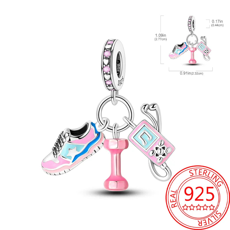 New Collection 925 Sterling Silver Winter Series Skating Ice-skate Charm Charms Fit DlY Bracelet Necklaces Jewelry Fine Gifts