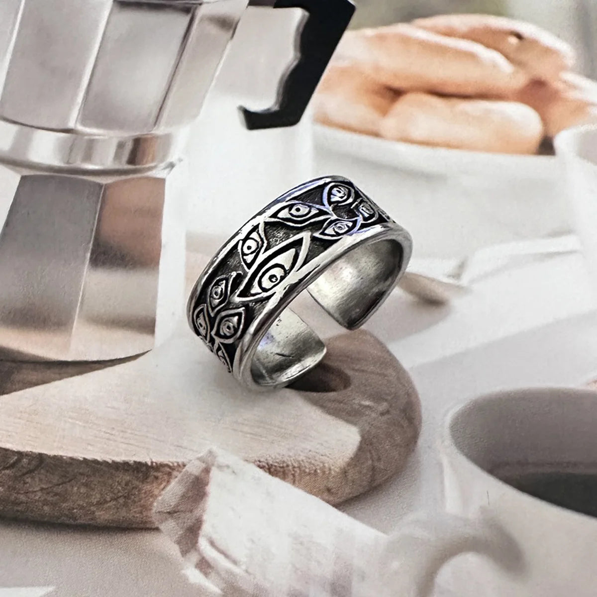 Retro Devils Eyes Ring For Men Silver Color Punk Gothic Adjustable Cuff Ring Rock HipHop Handmade Jewelry Accessories Man Gift - Madeinsea©