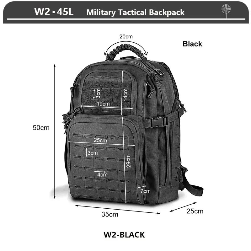 Tactical Backpack 3 Day Assault Pack Molle Bag 38/45L Large Outdoor Waterproof Hiking Camping Travel 600D Rucksack Men Fishing - Madeinsea©