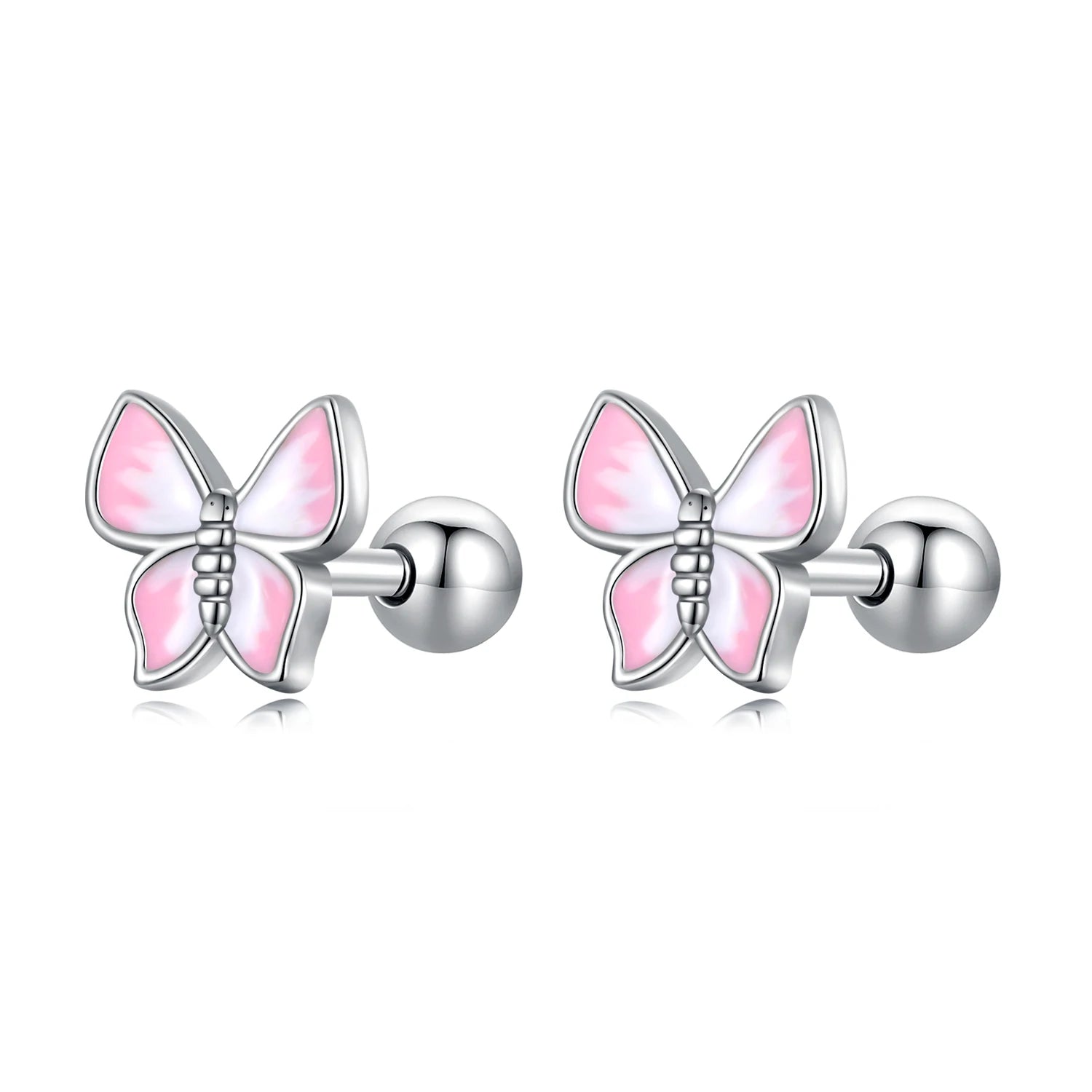 BAMOER 925 Sterling Silver Cute Butterfly Stud Earrings Blue Enamel Insect Earrings for Women Teens Young Lively Jewelry Gift