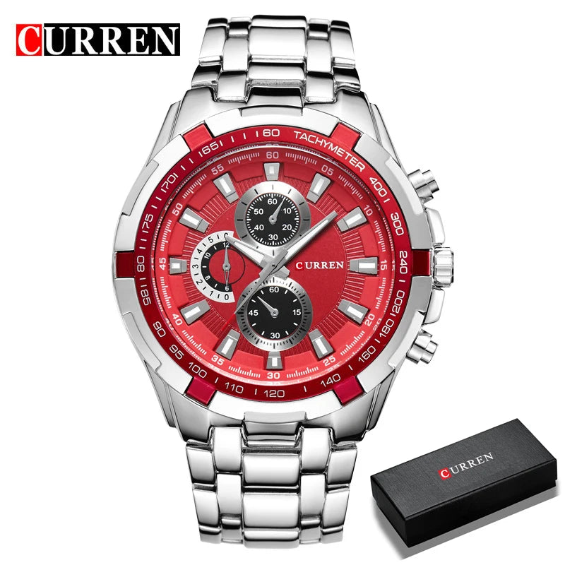 CURREN 2018 New Luxury Fashion Analog Military Sports Men Watches Full Steel Band Black Quartz Male Clock Relogio Masculino