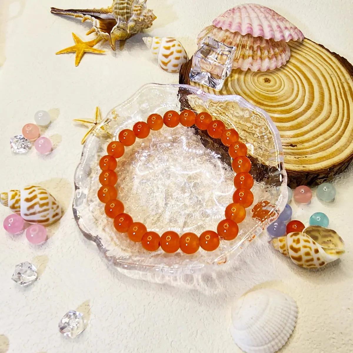 24color/1box 8mm Glass Round Beads DIY Bracelet Necklace Jewelry Accessories (Random Color)