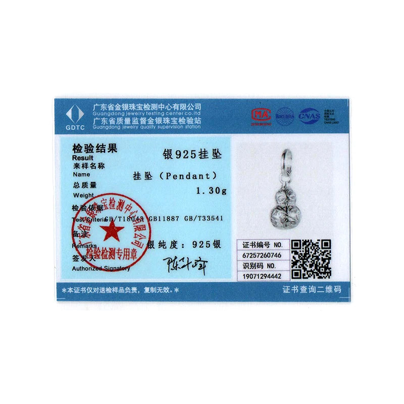 BISAER Real 925 Sterling Silver Vintage Gourd Charm Bead Hollow Pattern Pendant Plated Gold For Women DIY Bracelet Fine Jewelry