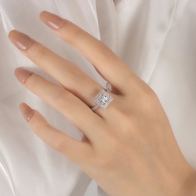 PERFANY 5.5mm 1CT Princess Cut Moissanite Diamond Ring  for Women Rose Gold Color Elegance And Sparkle Jewelry Accessory - Madeinsea©