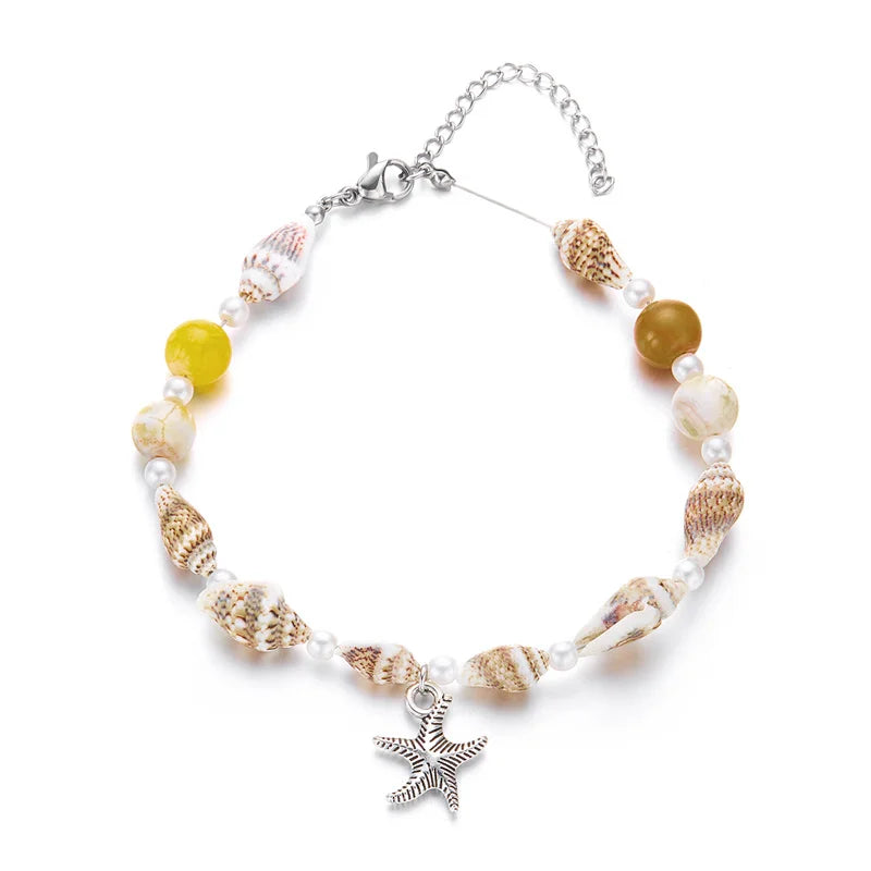 Bohemian Starfish Conch Beads Bracelets For Women Handmade Irregular Stone Beaded Bangles Beach Party Friendship Jewelry Gift