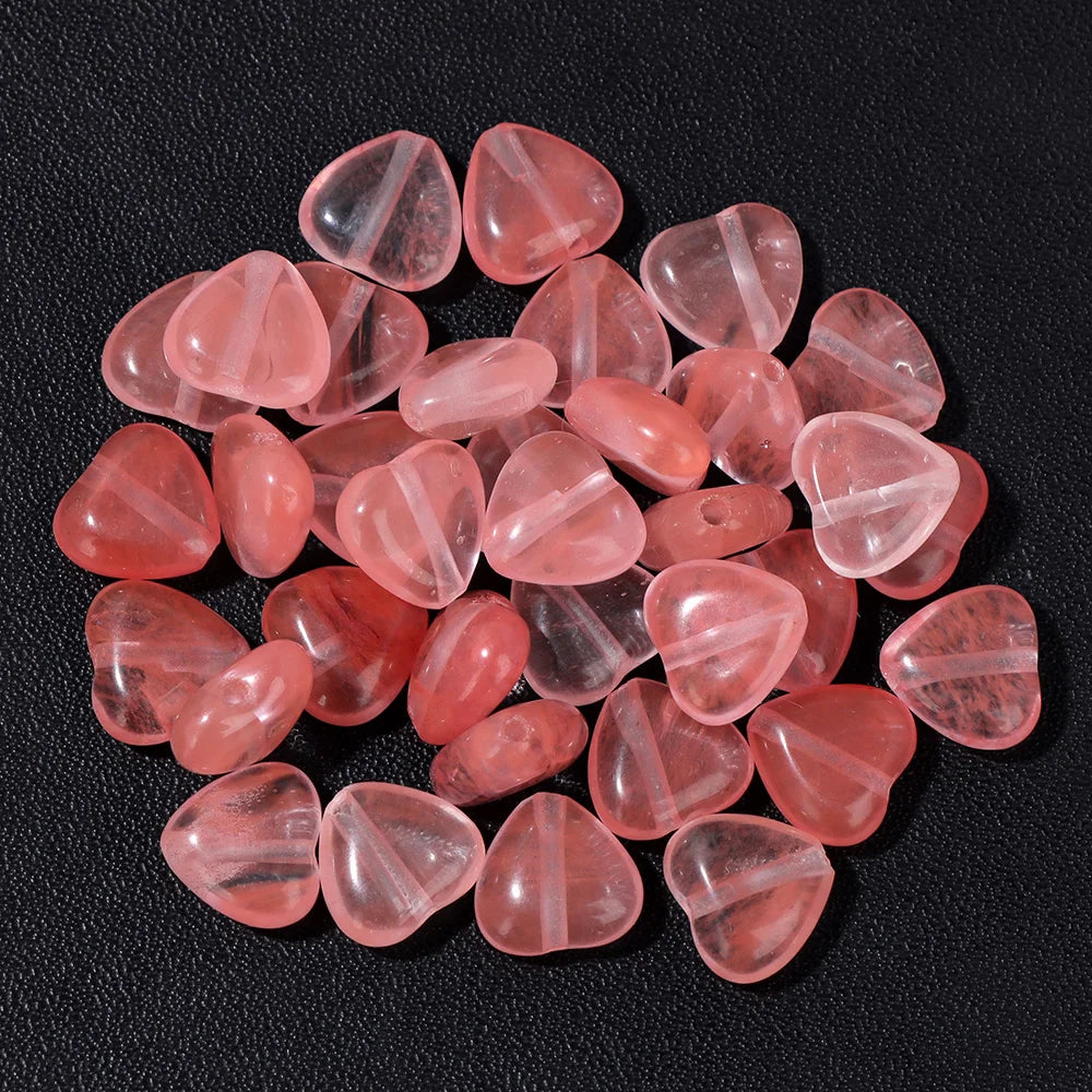 Natural Gems Heart Shape Stone Bead Central Drilled Fluorite Quartzs Loose Spacer Beads For Jewelry Making DIY Bracelet Earrings