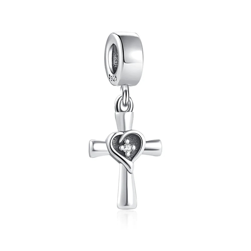 Fine religion series 925 Silver Jesus Bible Diy Bead cross Pendant Fit Original Bracelet Trinket Jewelry Figure Buddha Charm