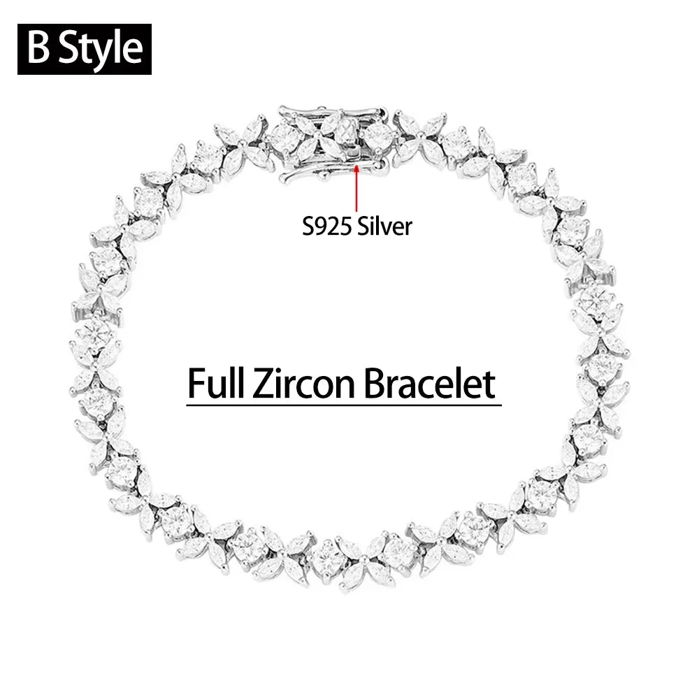 Serenity Sparkling 5A Zircon Tennis Bracelet For Women Men 100%  S925 Sterling Silver High Carbon Diamond Bracelet Fine Jewelry