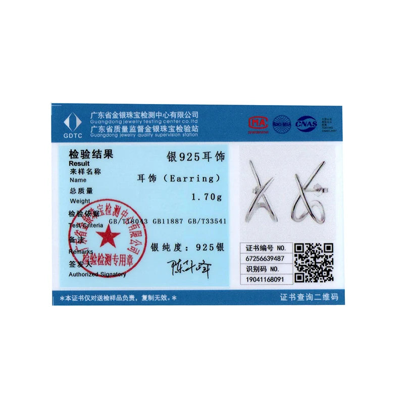 WOSTU 925 Sterling Silver Simple X Shape Earrings Line Ears Stud Plated Gold Original for Women Birthday Fine Jewelry New Gift