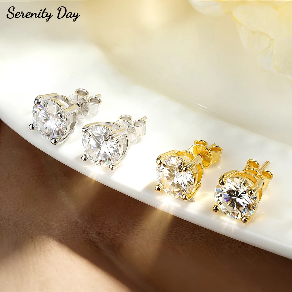 Serenity 0.1-3ct Moissanite Earrings Women Men Gift S925 Sterling Silver Sparkling Lab Diamond Stud Earrings Plated 18K Jewelry - Madeinsea©