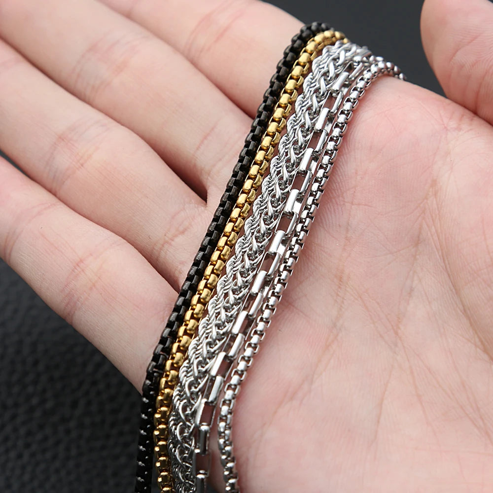 3mm Rolo Gliederkette 316L Edelstahl Halskette Gold/Stahl Farbe 60CM Lange Kette Karabinerverschluss Halskette Für männer Frauen Geschenke