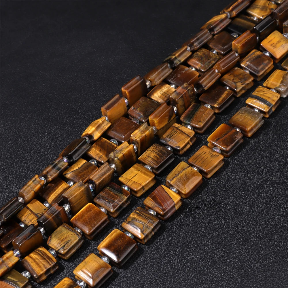 High Quality Gems Stone Bead Natural Cube Flat Square Loose Spacer Beads For Jewelry Making Bracelet Necklace DIY Crafts 10MM