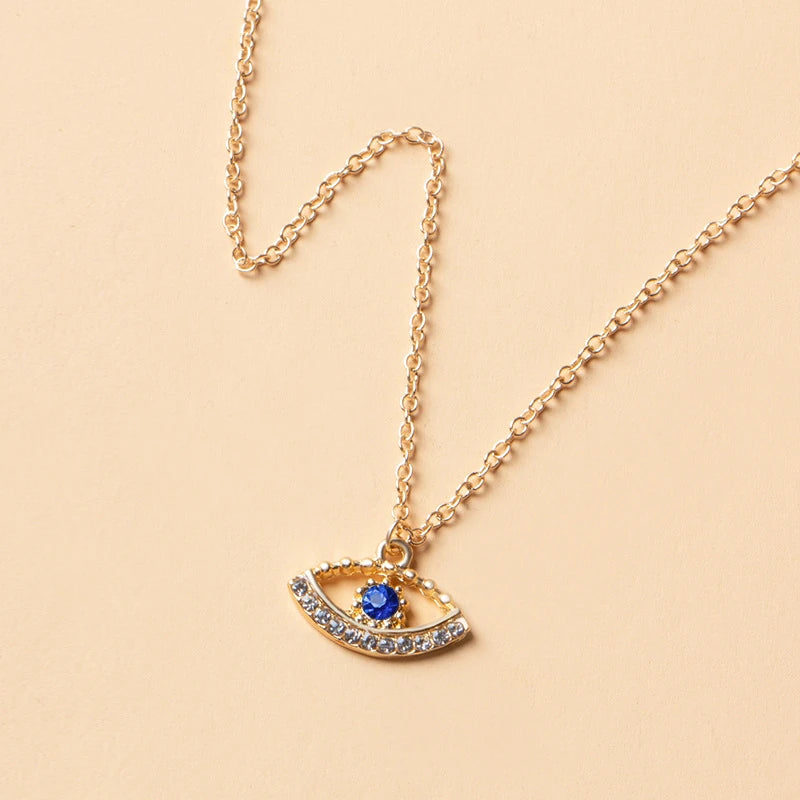 Shiny Crystal Zircon Evil Eye Necklace For Women Men Vintage Lucky Turkish Blue Eyes Clavicle Chain Choker Party Jewelry Gifts