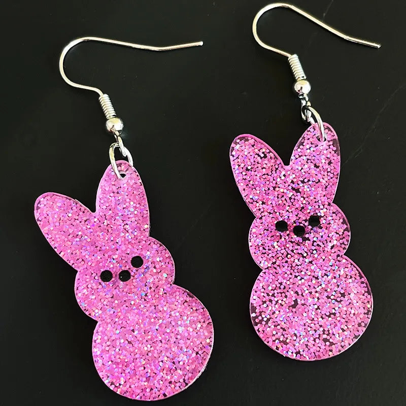 New Easter Earrings Rabbit Colorful Shiny Acrylic Earrings Girl Shiny Oil Rainbow Earrings Easter Decorative Gift