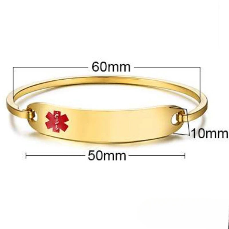 New Fashion Stainless Steel Medical Alert ID Bangle Bracelet for Men Women