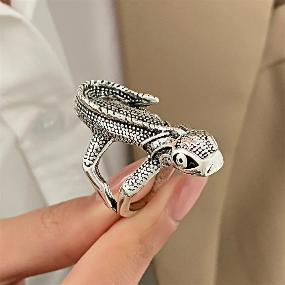 Halloween Creative Black Spider Opening Ring For Women Crystal Irregular Dark Animal Bat Ghost Gothic Finger Rings Party Jewelry