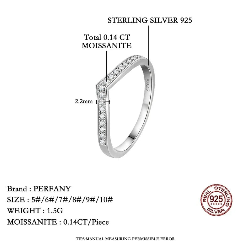 PERMANY All Moissanite Ring for Women S925 Pure Silver Laboratory Certified Diamond Geometric Ring Minimalist Party Jewelry