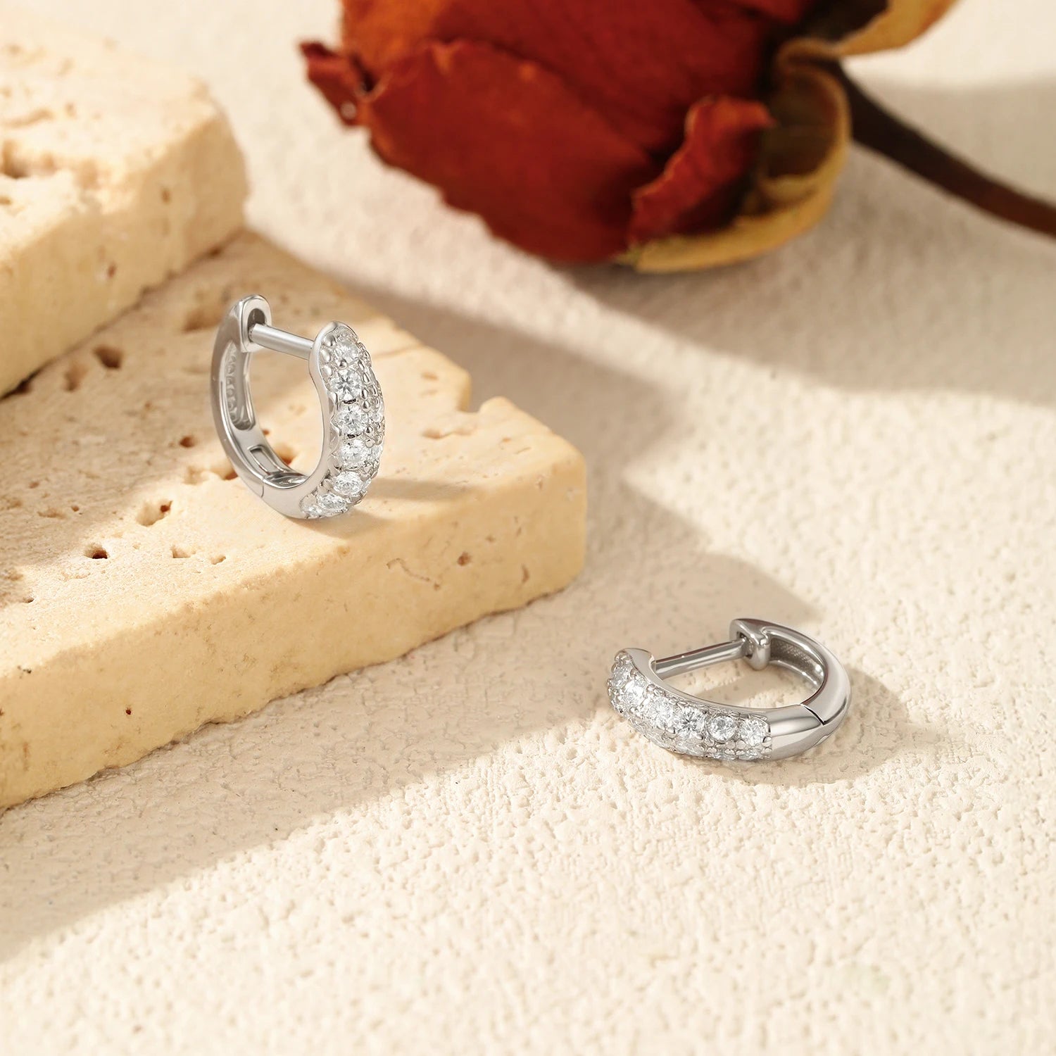 MODIAN D Color Sparkling Moissanite Circle Ear Buckle 925 Sterling Silver Classic Dating Hoop Earring For Women Fine Jewelry - Madeinsea©