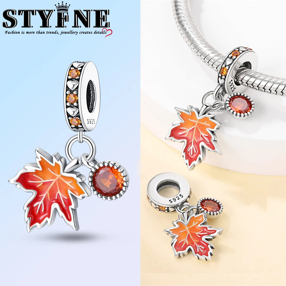 New in Harvest Season Pumpkin Charms Beads Fits Original Bracelet 925 Silver Women Necklace DIY Charms Fine Jewelry Gifts