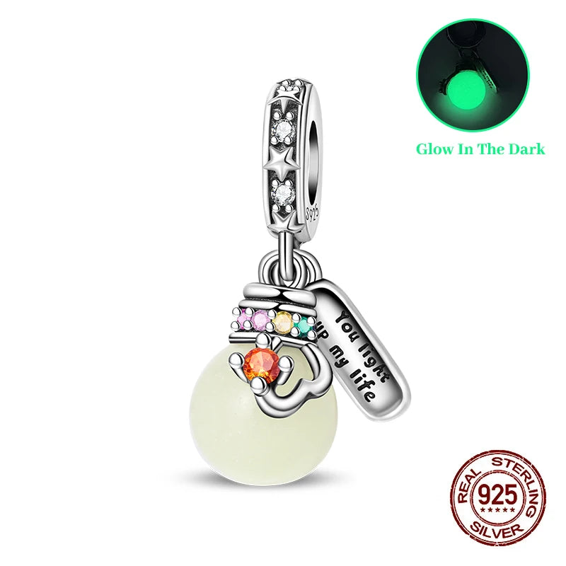 Classic 925 Sterling Silver Beads Luminous Firefly Star Chameleon Charms Pendants Fit Original Bracelet DIY Jewelry For Woman