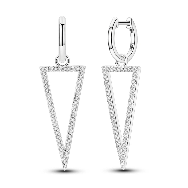 New Classic Earring For Women 925 Silver Sparkling Zircon Serpentine Rectangular Star Cat Double Hoop Earring Engagement Jewelry